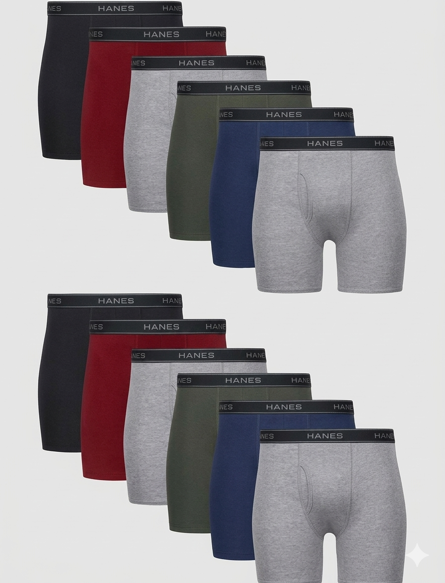 Hanes mens Underwear Boxer Briefs Pack, Cool & Breathable Cotton Moisture-wicking Underwear for Men, No Ride Up